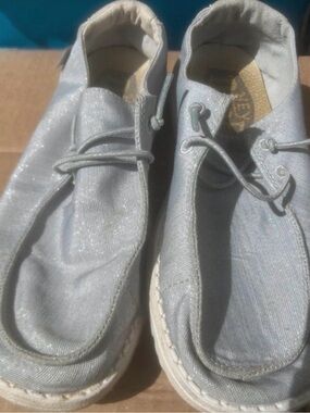 Hey Dude Light Gray Sparkle Kids Shoes